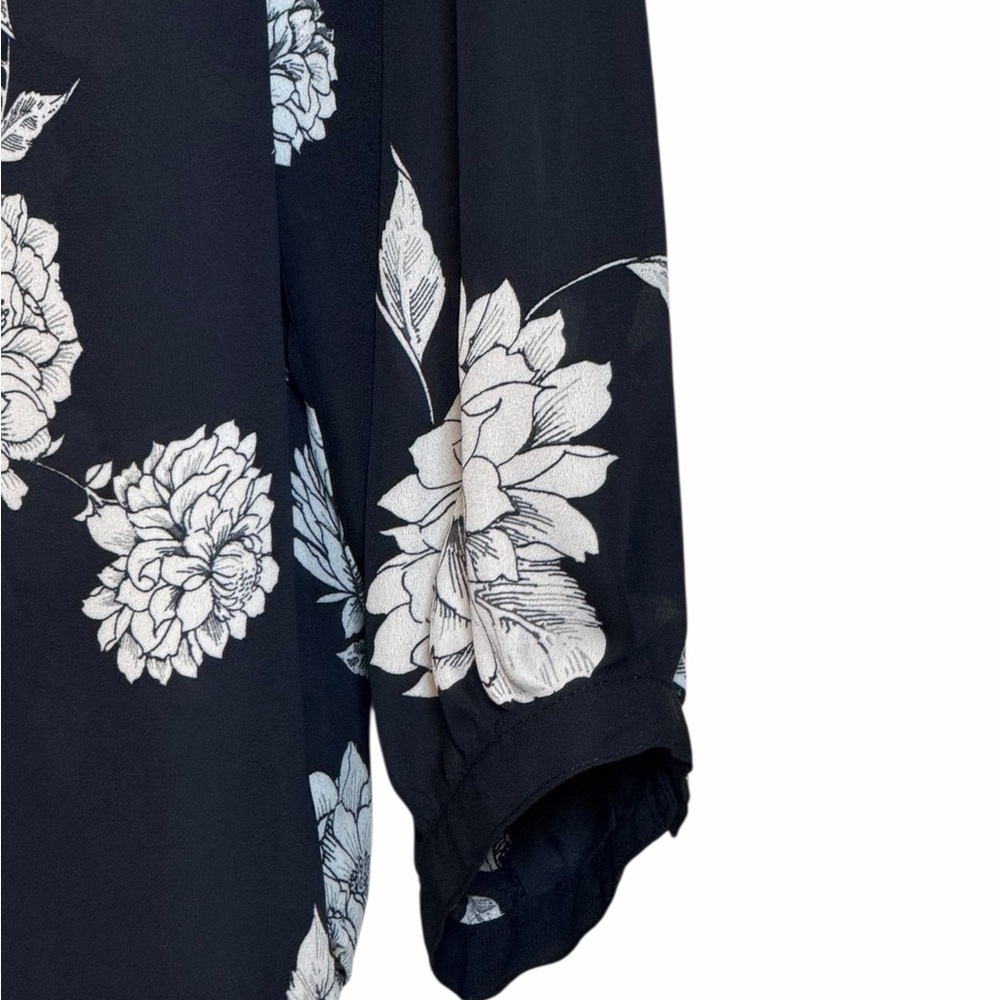 Roz & Ali Women’s size 1X black and white floral sheer tunic top boho - Picture 5 of 10